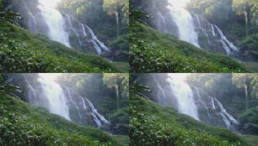 清迈美丽的梅雅瀑布在山上的雨季高清在线视频素材下载
