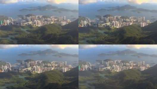 鸟瞰香港仔和水塘，这是香港南部著名的旅游景点。清晰的夏日。高清在线视频素材下载