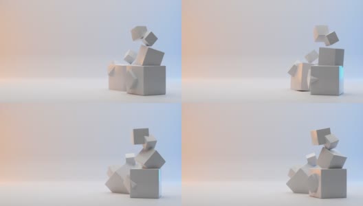 抽象的形状立方体在白色背景和光的效果高清在线视频素材下载