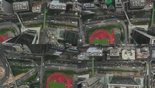 香港市区白天交通街道道路高空俯视图4k高清在线视频素材下载