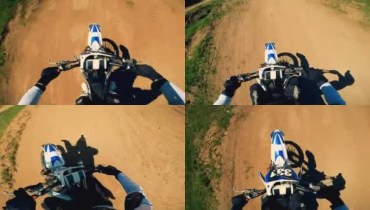 从高角度头盔摄像头拍摄的摩托车手的照片。高清在线视频素材下载