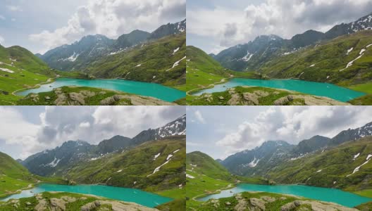 时光流逝，碧绿的高山湖动云，意大利高清在线视频素材下载