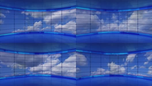 云在蓝色的虚拟工作室的屏幕上循环高清在线视频素材下载