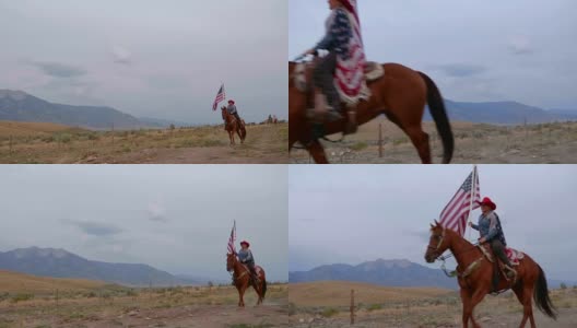 美国国旗女牛仔高清在线视频素材下载
