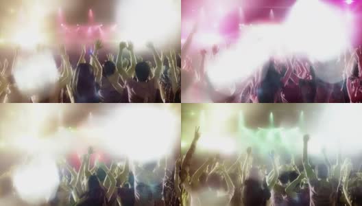 一群人聚会，在音乐会上跳舞的画面。RED EPIC电影摄影机慢动作拍摄。高清在线视频素材下载
