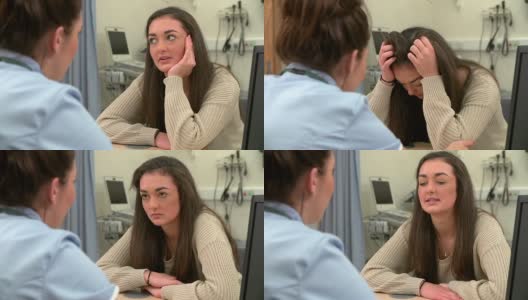 抑郁少女在手术中与护士交谈高清在线视频素材下载