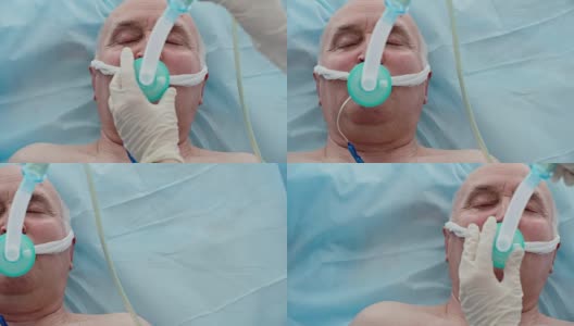 带氧气面罩的昏迷病人高清在线视频素材下载