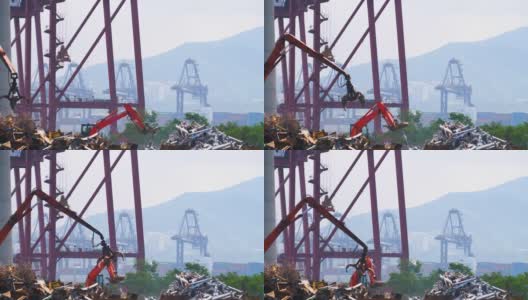 香港工业港口的电子垃圾高清在线视频素材下载