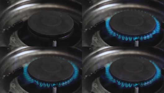 慢镜头:煤气炉特写镜头高清在线视频素材下载