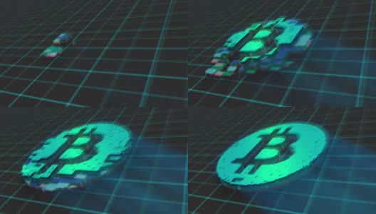 Cryptocurrency Bitcoin Mining Concept Virtual高清在线视频素材下载