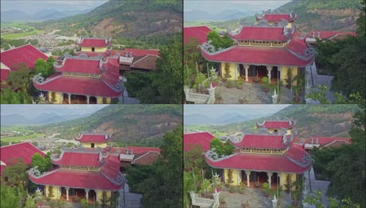 Flycam搬到古佛寺建筑庭院高清在线视频素材下载