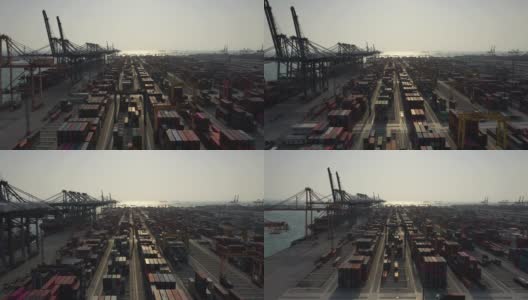 集装箱货船在进出口业务中由集装箱货船进行国际物流运输高清在线视频素材下载