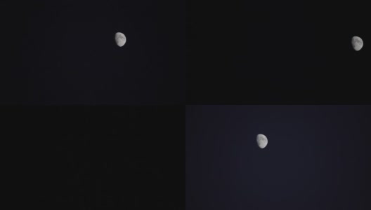 时间流逝:月亮漂浮在夜晚黑色的天空4K高清在线视频素材下载