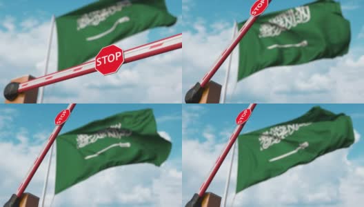 打开大门上的沙特阿拉伯国旗背景高清在线视频素材下载