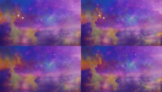 五颜六色的云和明亮的星星高清在线视频素材下载