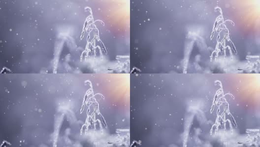 4k可循环的冬季卡-雪与闪光效果。高清在线视频素材下载
