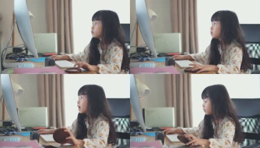 亚洲小女孩在线学习与在线家教在家高清在线视频素材下载