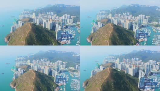 鸟瞰图香港仔及鸭脷洲住宅区高清在线视频素材下载