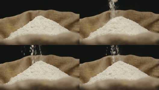 小麦粉呈囊状落下-慢镜头高清在线视频素材下载