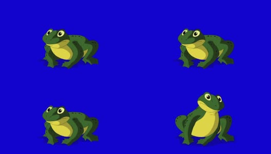 蓝屏上孤立的青蛙呱呱叫高清在线视频素材下载