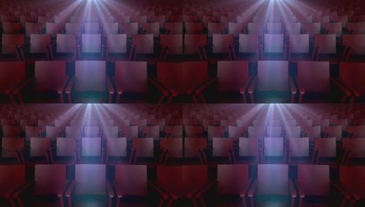 上面有灯光投影的一排排电影座位高清在线视频素材下载
