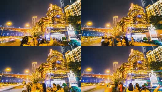 中国重庆洪崖洞夜高清在线视频素材下载