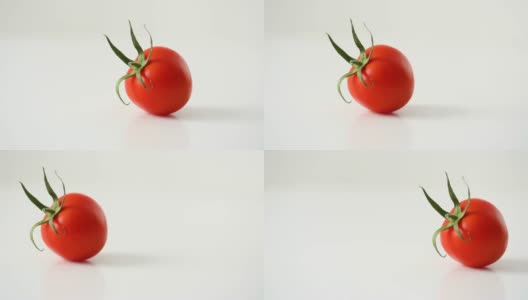 朵莉:白色背景上的新鲜红番茄高清在线视频素材下载