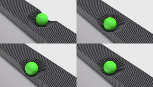 绿色有光泽的滚球。灰缸变形。抽象动画，3d渲染。高清在线视频素材下载