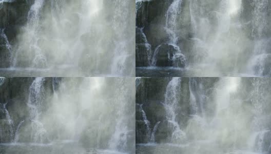 中国蓝月亮谷国家公园，4K瀑布溅起水花。高清在线视频素材下载