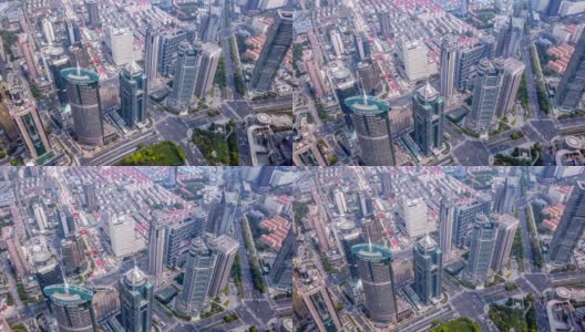 中国上海市区摩天大楼和高层办公楼鸟瞰图。亚洲智慧城市的金融区和商业中心。高清在线视频素材下载