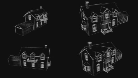 草图风格的房子高清动画高清在线视频素材下载