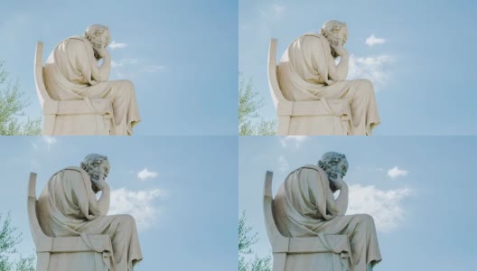 哲学家苏格拉底的雕像，时间流逝高清在线视频素材下载