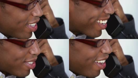 一个黑人商人在打电话高清在线视频素材下载