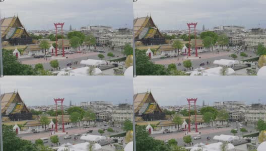 延时俯视图Wat Suthat，泰国曼谷高清在线视频素材下载