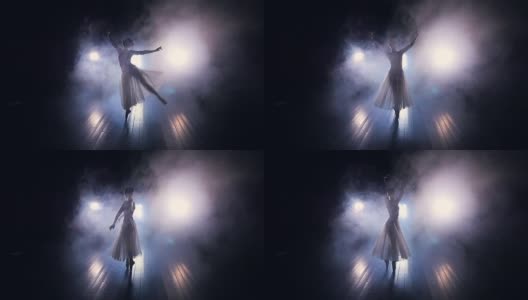 浓雾笼罩着正在跳舞的芭蕾舞演员。高清在线视频素材下载