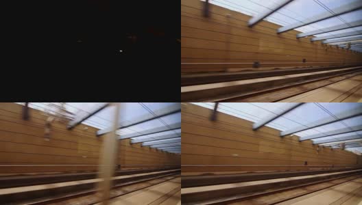 从隧道快速移动的火车到火车站的视野高清在线视频素材下载