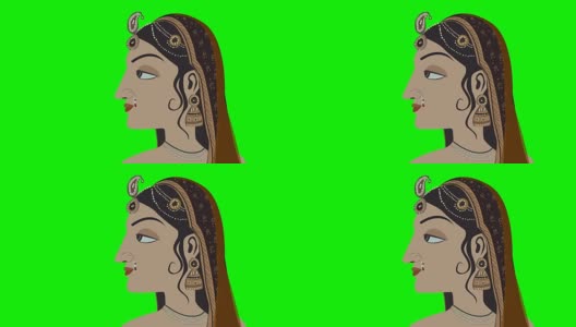 传统的印度妇女在绿色屏幕上高清在线视频素材下载