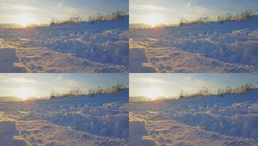 严冬的俄罗斯雪景，夕阳高清在线视频素材下载