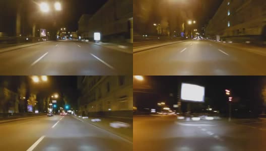时间的推移，夜间城市街道高速驾驶高清在线视频素材下载