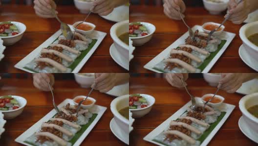 越南蒸米皮饺子高清在线视频素材下载