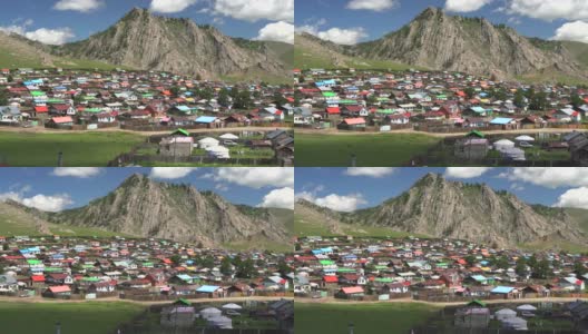 蒙古南西伯利亚的传统多彩的城市住宅高清在线视频素材下载