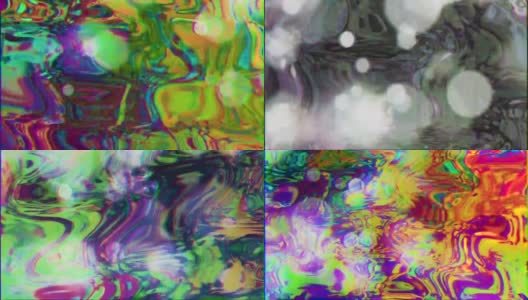 转换几何赛博朋克潮流全息背景与液体迷幻效果，彩虹色背景高清在线视频素材下载