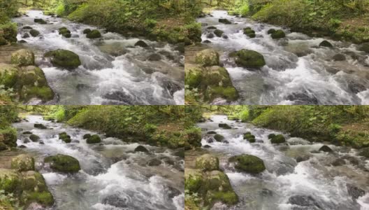 在新阿陀斯山脉的普里茨卡河中水流的运动。高清在线视频素材下载