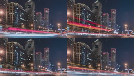 T/L TU低角度的北京交通夜间视图高清在线视频素材下载