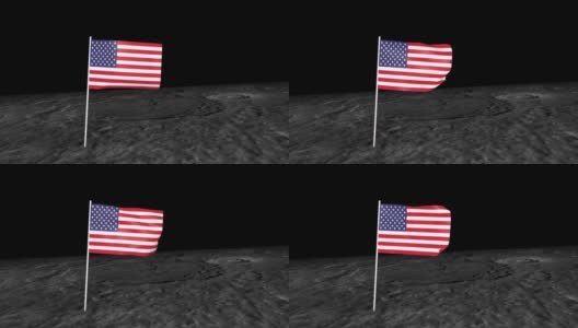 美国国旗在月球上。三维动画高清在线视频素材下载