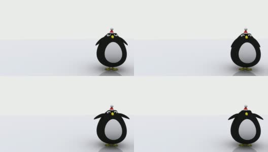 3D Christmas Penguin Playing with Cap高清在线视频素材下载