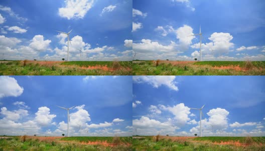 延时:风力涡轮机与风的天空和Cloudscape高清在线视频素材下载