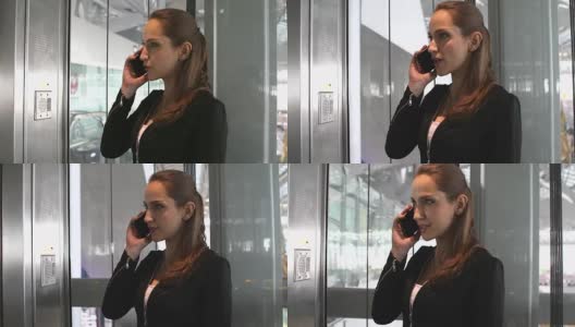 HD:在机场用手机工作的女商人。高清在线视频素材下载