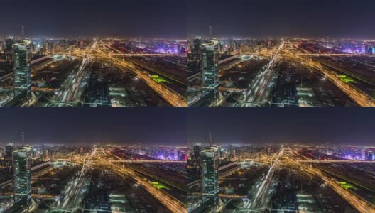 T/L WS HA View of Busy Overpass at Night /北京，中国高清在线视频素材下载