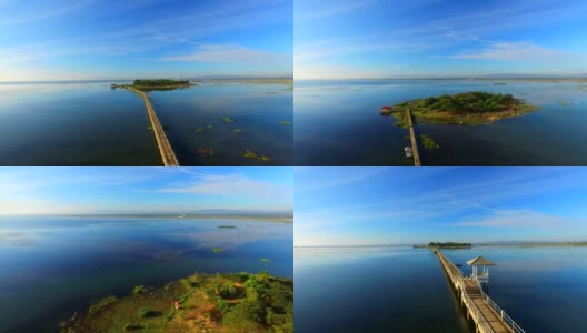 清晨鸟瞰湖景，农汉湖在沙空那空高清在线视频素材下载